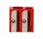 Sacapuntas liderpapel metalico cuña 2 usos color rojo