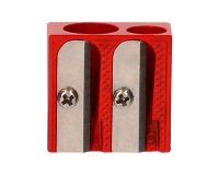 Sacapuntas liderpapel metalico cuña 2 usos color rojo