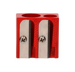 Sacapuntas liderpapel metalico cuña 2 usos color rojo