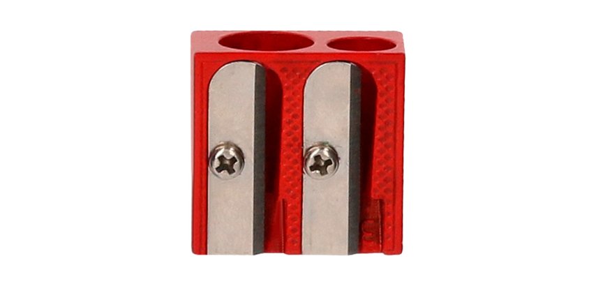 Sacapuntas liderpapel metalico cuña 2 usos color rojo