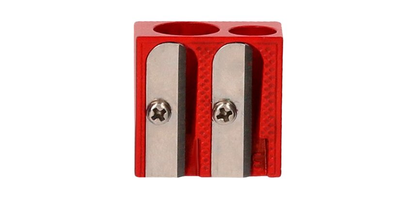 Sacapuntas liderpapel metalico cuña 2 usos color rojo
