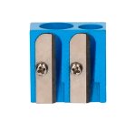 Sacapuntas liderpapel metalico cuña 2 usos color azul