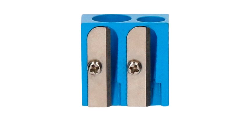 Sacapuntas liderpapel metalico cuña 2 usos color azul