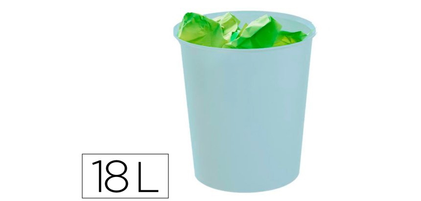 Papelera plastico archivo 2000 ecogreen 100% reciclada 18 litros color azul pastel 290x310 mm