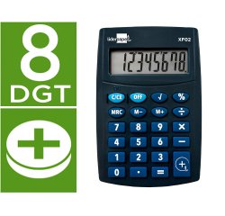 Calculadora liderpapel bolsillo xf02 8 digitos pilas color azul 99x64x9 mm