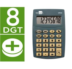 Calculadora liderpapel bolsillo xf03 8 digitos pilas color gris 99x64x9 mm