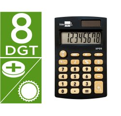 Calculadora liderpapel bolsillo xf05 8 digitos solar y pilas color negro 98x62x8 mm