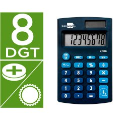 Calculadora liderpapel bolsillo xf06 8 digitos solar y pilas color azul 98x62x8 mm