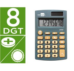 Calculadora liderpapel bolsillo xf07 8 digitos solar y pilas color gris 98x62x8 mm