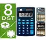 Calculadora liderpapel expositor 16 unidades colores bolsillo xf08 8 digitos solar y pilas 98x62x8 mm