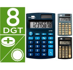 Calculadora liderpapel expositor 16 unidades colores bolsillo xf08 8 digitos solar y pilas 98x62x8 mm