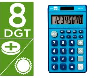 Calculadora liderpapel bolsillo xf09 8 digitos solar y pilas color azul 115x65x8 mm