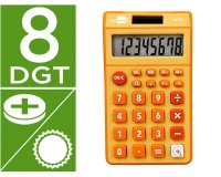 Calculadora liderpapel bolsillo xf10 8 digitos solar y pilas color naranja 115x65x8 mm