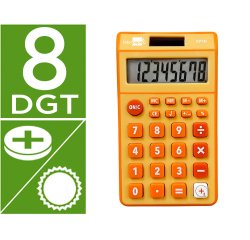 Calculadora liderpapel bolsillo xf10 8 digitos solar y pilas color naranja 115x65x8 mm