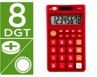 Calculadora liderpapel bolsillo xf11 8 digitos solar y pilas color rojo 115x65x8 mm