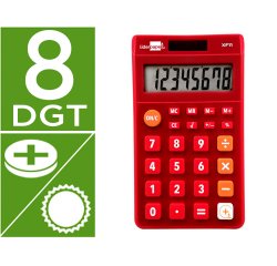 Calculadora liderpapel bolsillo xf11 8 digitos solar y pilas color rojo 115x65x8 mm