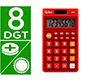 Calculadora liderpapel bolsillo xf11 8 digitos solar y pilas color rojo 115x65x8 mm