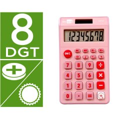 Calculadora liderpapel bolsillo xf12 8 digitos solar y pilas color rosa 115x65x8 mm
