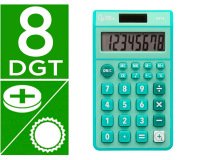 Calculadora liderpapel bolsillo xf13 8 digitos solar y pilas color verde 115x65x8 mm