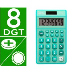 Calculadora liderpapel bolsillo xf13 8 digitos solar y pilas color verde 115x65x8 mm