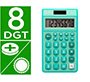 Calculadora liderpapel bolsillo xf13 8 digitos solar y pilas color verde 115x65x8 mm