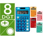 Calculadora liderpapel bolsillo xf14 8 digitos solar y pilas 115x65x8 mm expositor de 16 unidades colores