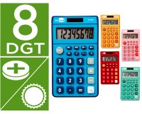 Calculadora liderpapel bolsillo xf14 8 digitos solar y pilas 115x65x8 mm expositor de 16 unidades colores