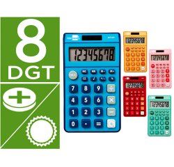 Calculadora liderpapel bolsillo xf14 8 digitos solar y pilas 115x65x8 mm expositor de 16 unidades colores