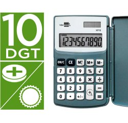 Calculadora liderpapel bolsillo xf15 10 digitos con tapa solar y pilas color gris 123x75x12 mm