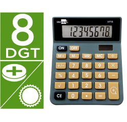 Calculadora liderpapel sobremesa xf18 8 digitos solar y pilas color gris 127x105x24 mm