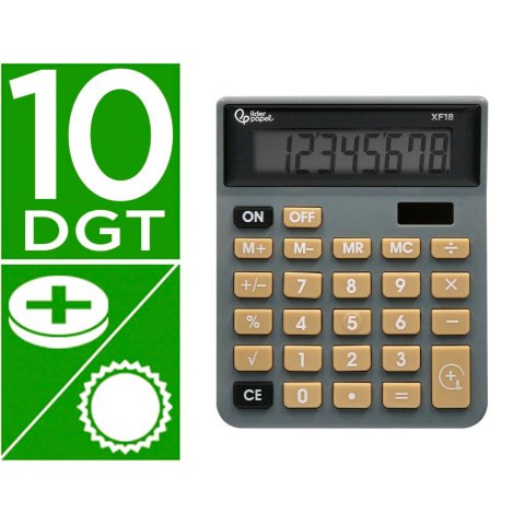 Calculadora liderpapel sobremesa xf18 8 digitos solar y pilas color gris 127x105x24 mm