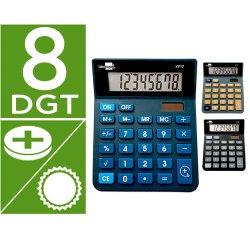 Calculadora liderpapel sobremesa xf19 8 digitos solar y pilas 127x105x24 mm expositor 10 unidades