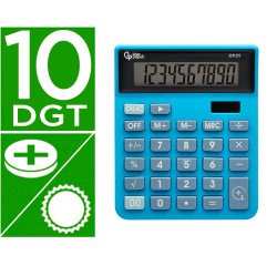 Calculadora liderpapel sobremesa xf21 10 digitos solar y pilas color azul 127x105x24 mm