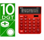 Calculadora liderpapel sobremesa xf22 10 digitos solar y pilas color rojo 127x105x24 mm