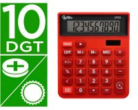 Calculadora liderpapel sobremesa xf22 10 digitos solar y pilas color rojo 127x105x24 mm