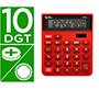 Calculadora liderpapel sobremesa xf22 10 digitos solar y pilas color rojo 127x105x24 mm