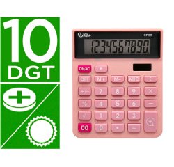 Calculadora liderpapel sobremesa xf23 10 digitos solar y pilas color rosa 127x105x24 mm