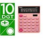 Calculadora liderpapel sobremesa xf23 10 digitos solar y pilas color rosa 127x105x24 mm