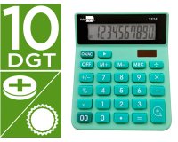 Calculadora liderpapel sobremesa xf24 10 digitos solar y pilas color verde 127x105x24 mm