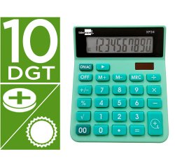 Calculadora liderpapel sobremesa xf24 10 digitos solar y pilas color verde 127x105x24 mm