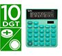 Calculadora liderpapel sobremesa xf24 10 digitos solar y pilas color verde 127x105x24 mm