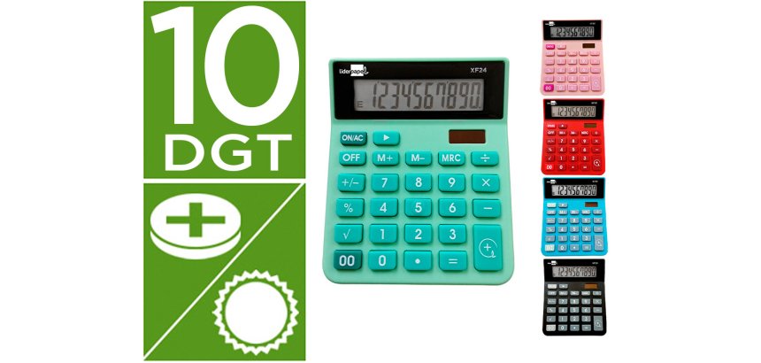 Calculadora liderpapel sobremesa xf25 10 digitos solar y pilas 127x105x24 mm expositor de 10 unidades
