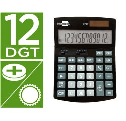 Calculadora liderpapel sobremesa xf27 12 digitos tasas solar y pilas color negro 155x115x25 mm