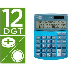 Calculadora liderpapel sobreme sa xf28 12 digitos dos lineas coste venta margen y tasas solar y pilas azul 155x115x25 mm