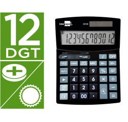 Calculadora liderpapel sobremesa xf29 12 digitos solar y pilas color negro 190x140x30 mm