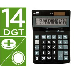 Calculadora liderpapel sobremesa xf31 14 digitos solar y pilas color negro 170x122x35 mm