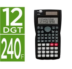 Calculadora liderpapel cientifica xf33 12 digitos 240 funciones con tapa solar y pilas color negro 156x85x20