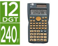 Calculadora liderpapel cientifica xf34 12 digitos 240 funciones con tapa solar y pilas color gris 156x85x20