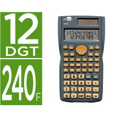 Calculadora liderpapel cientifica xf34 12 digitos 240 funciones con tapa solar y pilas color gris 156x85x20