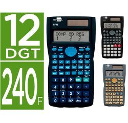 Calculadora liderpapel cientif ica xf35 240 funciones con tapa solar y pilas expositor de 10 unidades colores surtidos